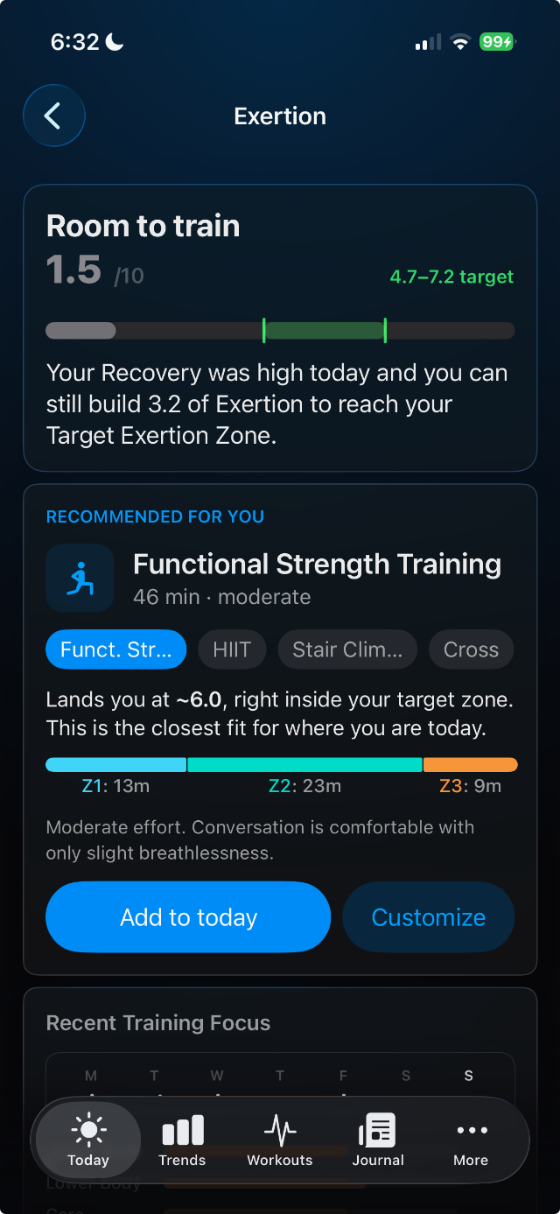 Target Exertion Zone in Athlytic